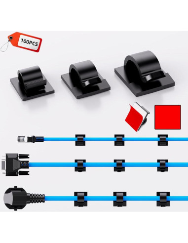 100 Clips Adhesivos para Gestión de Cables ITUGOU - Variados
