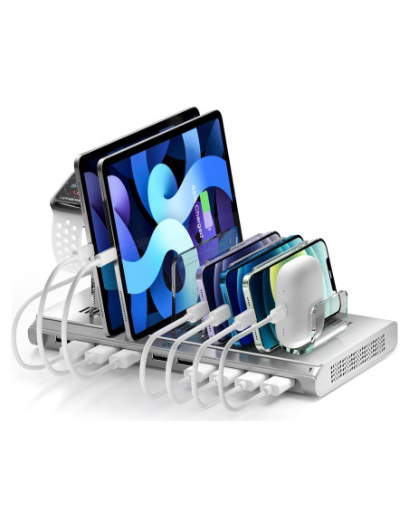 Estación de Carga USB 10 Puertos Unitek 60W Plata Estación de Carga USB 10 Puertos Unitek 60W Plata