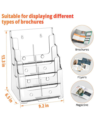 Soporte de Folletos Acrílico 4 Niveles FUCDTEFC 8.5x11 A4