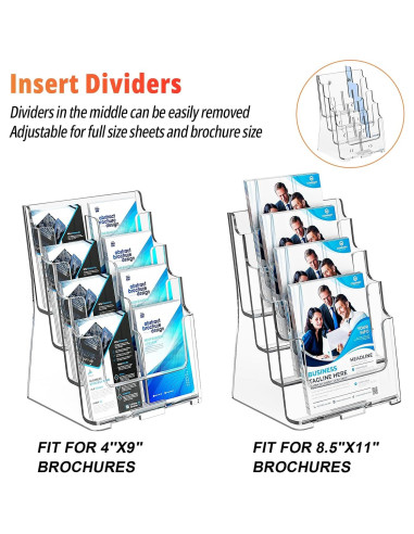 Soporte de Folletos Acrílico 4 Niveles FUCDTEFC 8.5x11 A4