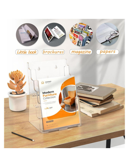 Soporte de Folletos Acrílico 4 Niveles FUCDTEFC 8.5x11 A4 Soporte de Folletos Acrílico 4 Niveles FUCDTEFC 8.5x11 A4