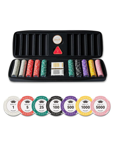 Juego de Fichas de Póker Arcilla 500PCS Estuche de Cuero