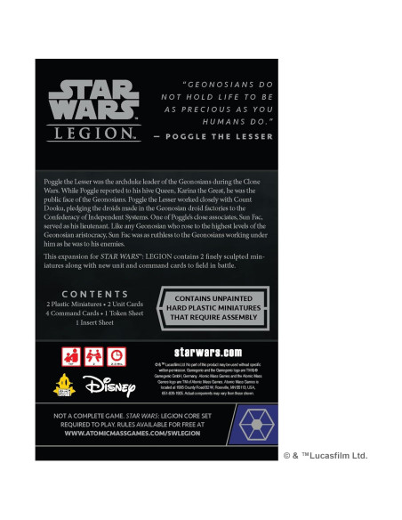 Star Wars: Legion Poggle el Menor y Sun Fac - Expansión Star Wars: Legion Poggle el Menor y Sun Fac - Expansión