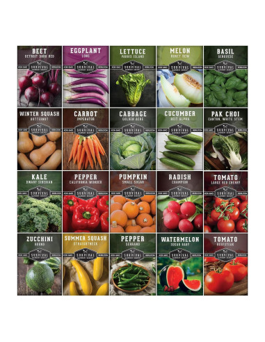 Kit de Semillas de Verduras - 20 Variedades No Transgénicas
