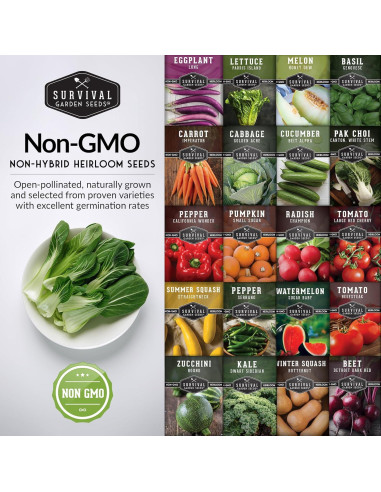 Kit de Semillas de Verduras - 20 Variedades No Transgénicas