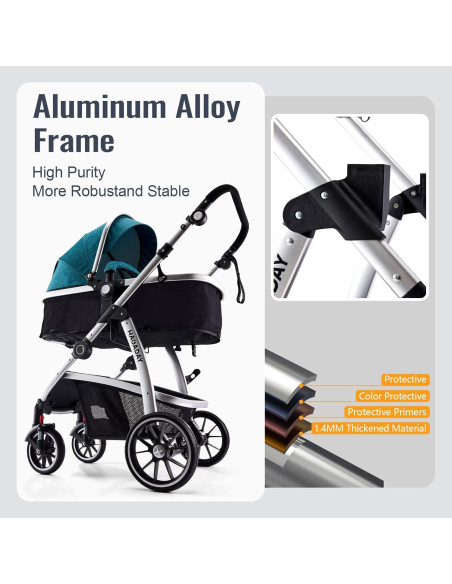 Cochecito 2 en 1 Hagaday Azul Reversible Plegable Cochecito 2 en 1 Hagaday Azul Reversible Plegable