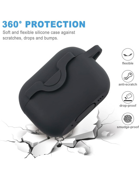 Funda de silicona VOTILE para AirPods Pro 2 - Negro con llavero Funda de silicona VOTILE para AirPods Pro 2 - Negro con llavero