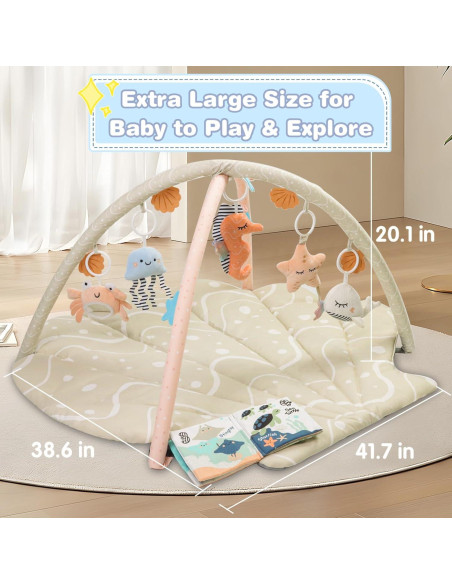 Alfombra de Juego para Bebés Concha Beige 6 Juguetes Desmontables Alfombra de Juego para Bebés Concha Beige 6 Juguetes Desmontables