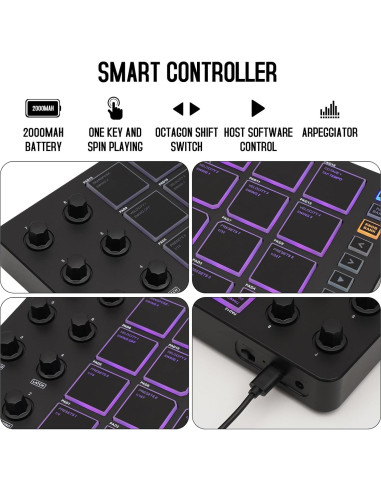 Controlador MIDI Inalámbrico M-WAVE K5 16 Pads Bluetooth