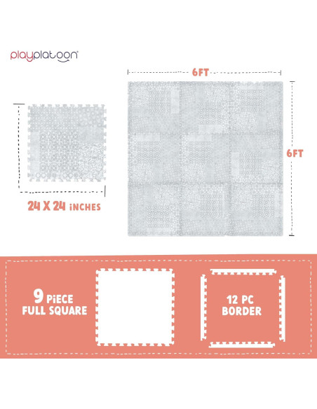Alfombra de Juego Play Platoon 9 Azulejos 182x182 cm Gris Alfombra de Juego Play Platoon 9 Azulejos 182x182 cm Gris