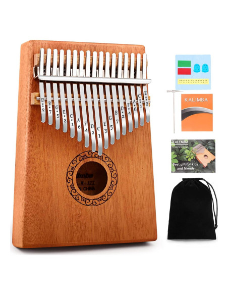 Kalimba YUNDIE 17 Teclas Marrón con Martillo y Guía Kalimba YUNDIE 17 Teclas Marrón con Martillo y Guía