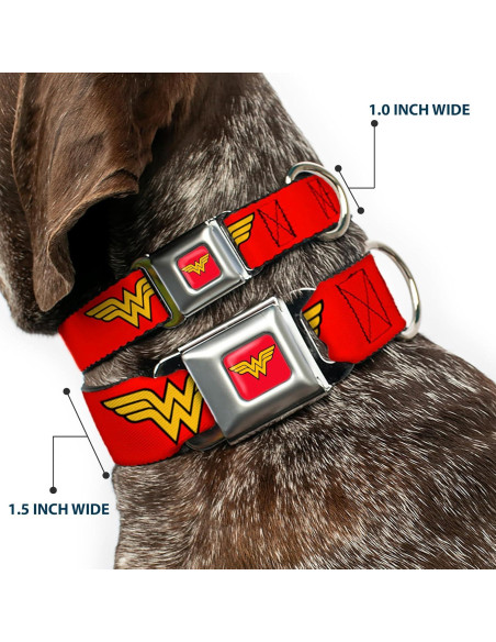 Collar de Perro Buckle-Down Wonder Woman Rojo 23-38 cm Collar de Perro Buckle-Down Wonder Woman Rojo 23-38 cm