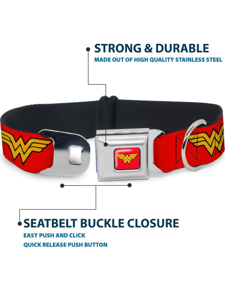 Collar de Perro Buckle-Down Wonder Woman Rojo 23-38 cm Collar de Perro Buckle-Down Wonder Woman Rojo 23-38 cm