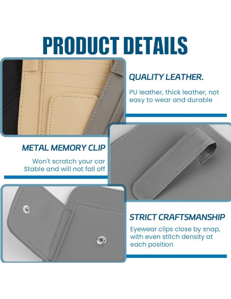 Organizador de Visera de Coche Ongfuwu - Cuero Sintético Gris Organizador de Visera de Coche Ongfuwu - Cuero Sintético Gris