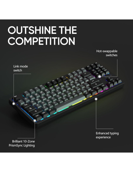 Teclado Mecánico Inalámbrico ARZOPA K87 RGB 87 Teclas Teclado Mecánico Inalámbrico ARZOPA K87 RGB 87 Teclas