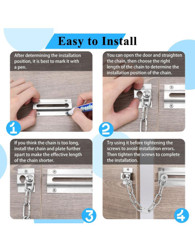 Cerradura de Cadena para Puerta INBOF - 2 Paquete Acero Inoxidable