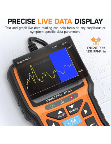 Escáner OBD2 FOXWELL NT301 Lector de Códigos y Datos en Vivo