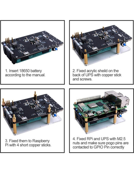 UPS MakerHawk para Raspberry Pi 4B/3B+ 5V Cargador UPS MakerHawk para Raspberry Pi 4B/3B+ 5V Cargador