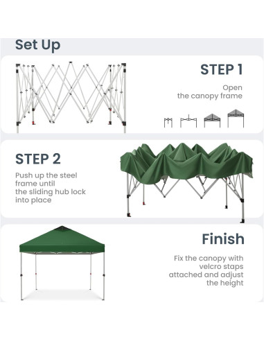 Carpa Plegable PHI VILLA 3x3 m Verde con Bolsa y Ruedas