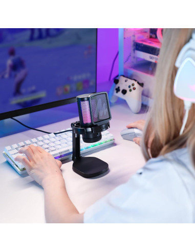 Micrófono USB MAONO GamerWave DGM20 con RGB y Cancelación de Ruido