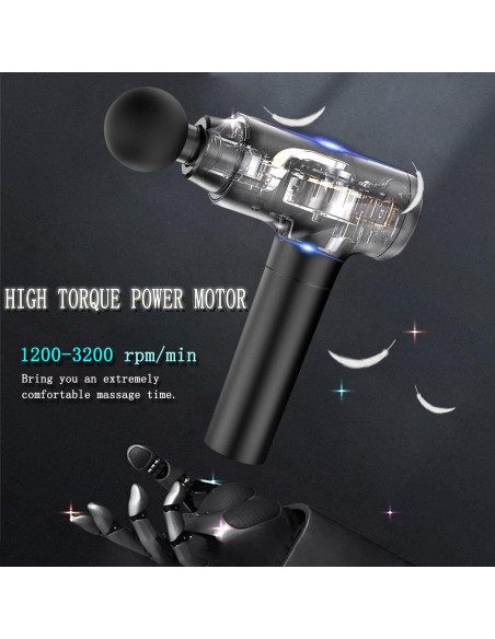 Pistola de Masaje Percusiva Enpower M68-7, 20 Velocidades, 8 Cabezas Pistola de Masaje Percusiva Enpower M68-7, 20 Velocidades, 8 Cabezas
