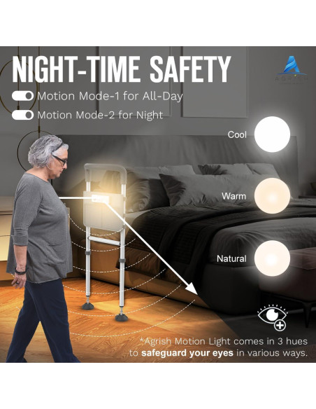 Barandilla de Cama Agrish con Luz y Soporte Ergonómico Barandilla de Cama Agrish con Luz y Soporte Ergonómico