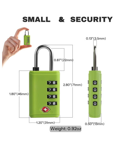 Candado TSA UP Security Verde 4 Dígitos para Equipaje