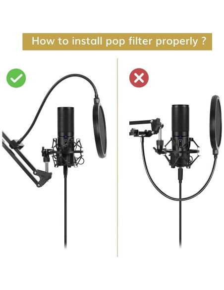 Soporte de Micrófono TONOR T20 Ajustable con Filtro Antipop Soporte de Micrófono TONOR T20 Ajustable con Filtro Antipop