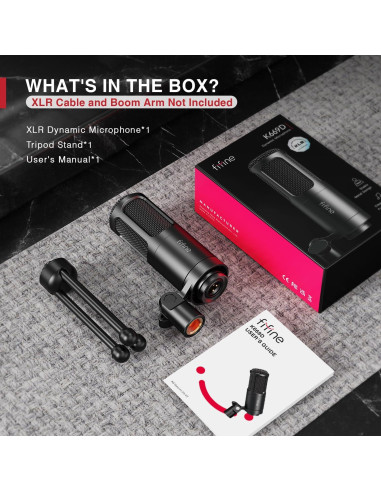 Micrófono Dinámico XLR FIFINE K669D para Podcast y Streaming