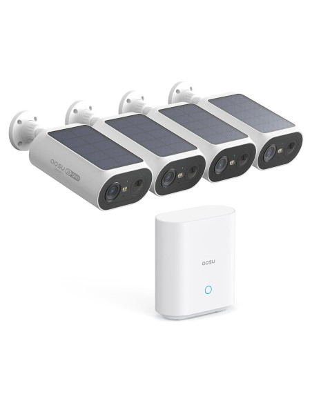 Cámaras de Seguridad Solar AOSU Kit de 4 para Exterior Cámaras de Seguridad Solar AOSU Kit de 4 para Exterior