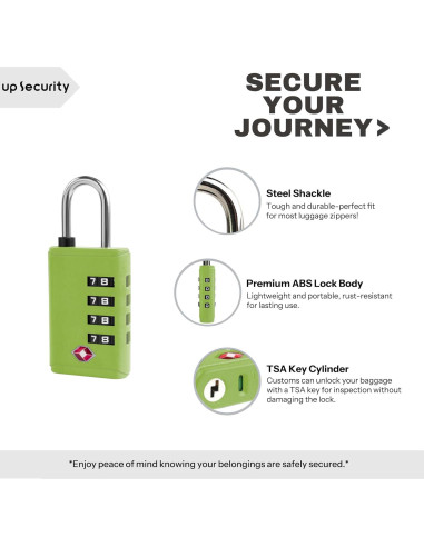 Candado TSA UP Security Verde 4 Dígitos para Equipaje