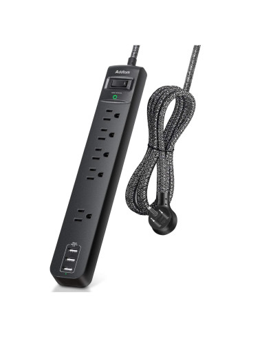Regleta de Protección Addtam 10 Pies 5 Salidas 3 USB 900 Julios