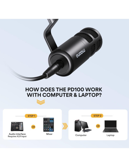 Micrófono Dinámico XLR MAONO PD100 para Podcast y Streaming Micrófono Dinámico XLR MAONO PD100 para Podcast y Streaming