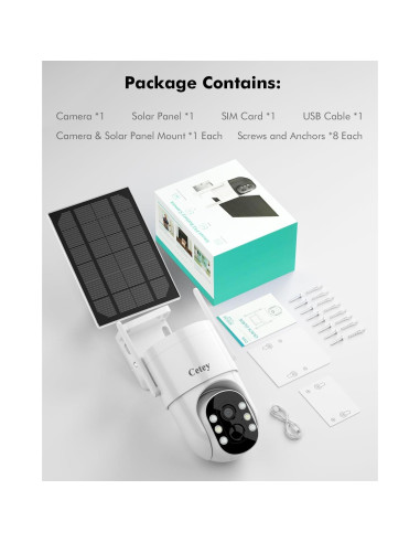 Cámara de Seguridad Inalámbrica Cetey DX6 2K Solar IP66
