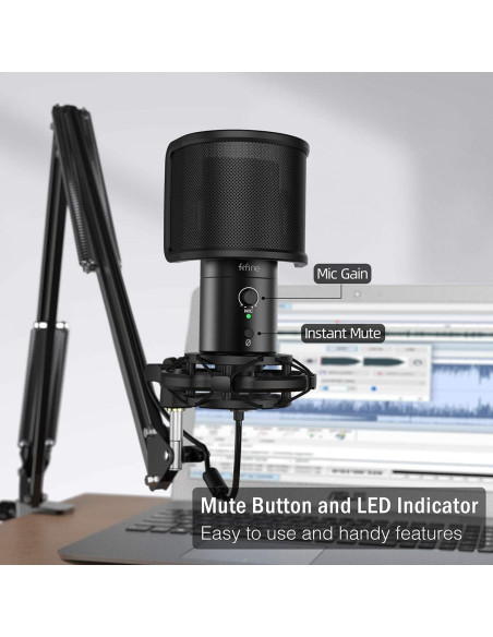 Micrófono USB FIFINE T683 para Streaming y Podcasting con Soporte Micrófono USB FIFINE T683 para Streaming y Podcasting con Soporte