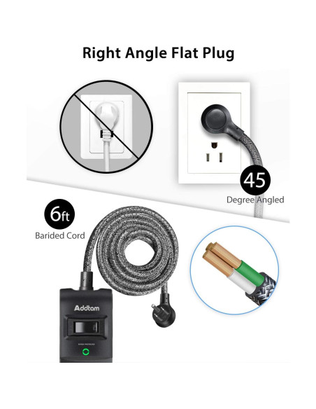 Regleta de Protección Addtam 10 Pies 5 Salidas 3 USB 900 Julios Regleta de Protección Addtam 10 Pies 5 Salidas 3 USB 900 Julios