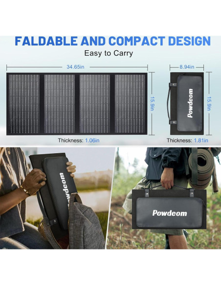 Panel Solar Plegable Powdeom SS60 60W Impermeable 18V Panel Solar Plegable Powdeom SS60 60W Impermeable 18V