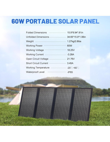 Panel Solar Plegable Powdeom SS60 60W Impermeable 18V