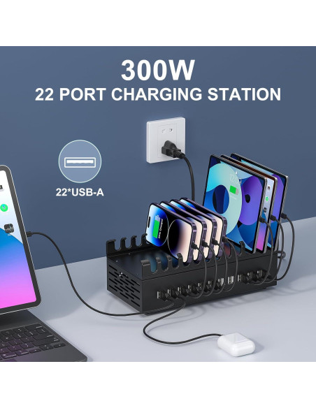 Estación de Carga Rápida USB ALI SEA 22 Puertos 300W Estación de Carga Rápida USB ALI SEA 22 Puertos 300W