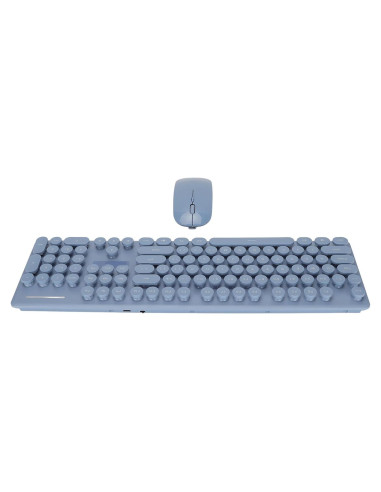 Combo Teclado y Ratón Ergonómico Zunate Retro 2.4G Azul
