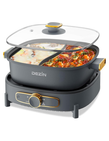 Olla Eléctrica DEZIN Shabu Shabu 5.5L Doble Sabor Antiadherente