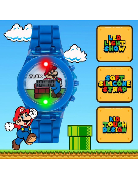 Reloj Digital LCD Super Mario Accutime con Luz LED Azul Reloj Digital LCD Super Mario Accutime con Luz LED Azul