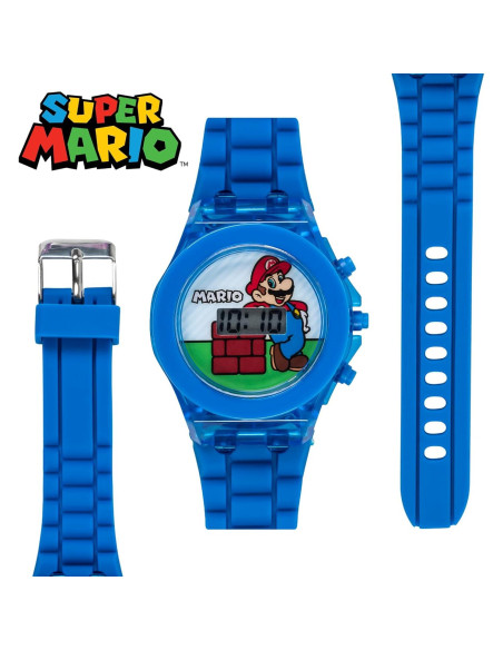 Reloj Digital LCD Super Mario Accutime con Luz LED Azul Reloj Digital LCD Super Mario Accutime con Luz LED Azul