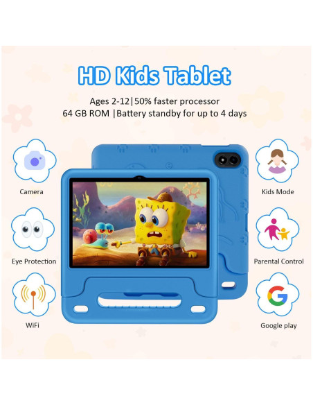 Tableta para Niños WXUNJA 10 Pulgadas Android 14 Control Parental Tableta para Niños WXUNJA 10 Pulgadas Android 14 Control Parental