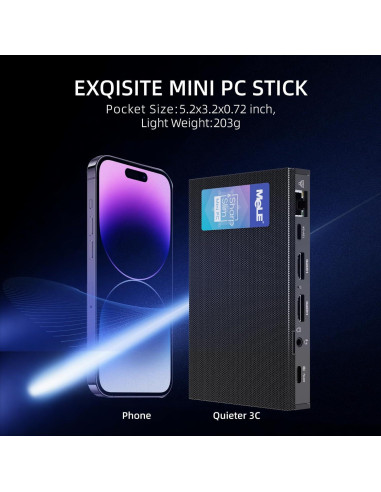 Mini PC MeLE Quieter 3C 16GB RAM 512GB 4K Sin Ventilador