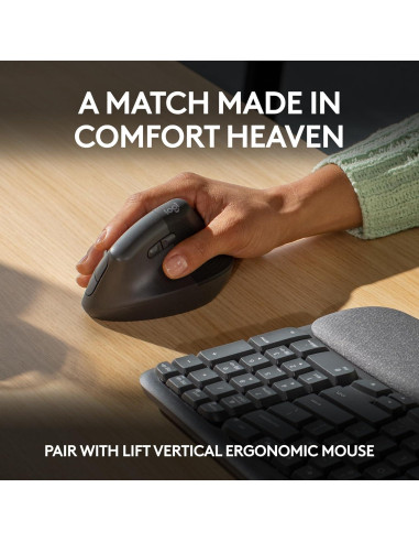 Teclado Ergonómico Inalámbrico Logitech Wave Keys - Grafito