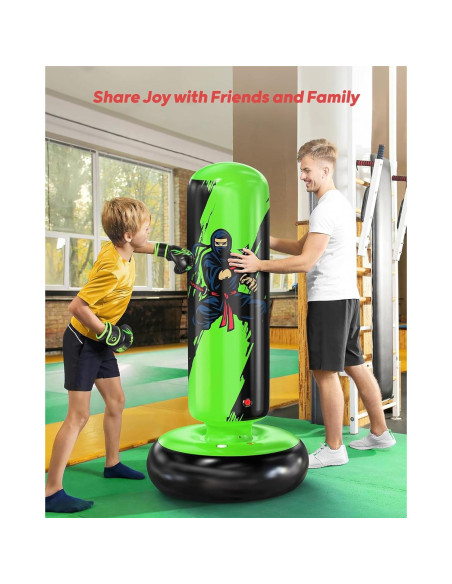 Saco de Boxeo Inflable QPAU 167 cm con Guantes para Niños Saco de Boxeo Inflable QPAU 167 cm con Guantes para Niños