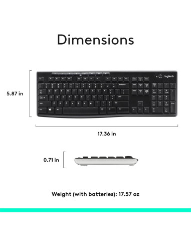 Teclado Inalámbrico Logitech K270 Negro, 2.4 GHz, Tamaño Completo