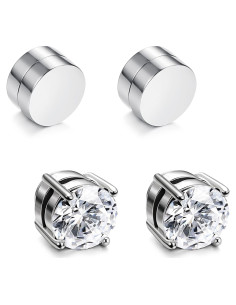 Pendientes de Acero Inoxidable JOERICA 2 Pares 6MM para Hombres y Mujeres
