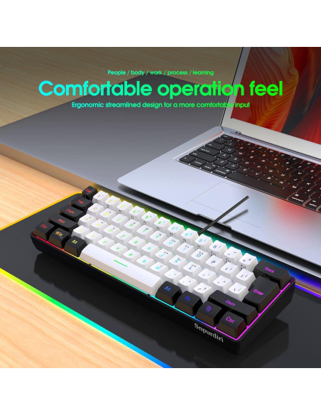 Teclado Gaming Snpurdiri 60% RGB Compacto USB Tipo-C Teclado Gaming Snpurdiri 60% RGB Compacto USB Tipo-C